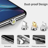 Terasako Magnetic Charging Cable 4-Pack [3ft/3ft/6ft/6ft], 3A Fast Magnetic Phone Charger Cord with Data Transfer and LED Light, Compatible with Micro USB, USB C, iPrAoduct and Most Devices
