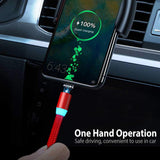Terasako Magnetic Charging Cable 4-Pack (1/3/6/6/FT) - 360° Rotating Magnetic Phone Charger Cable with LED Light - 90° Angle Connector, Nylon-Braided Cords