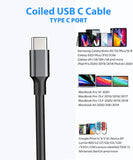 Terasako Coiled USB C to USB C Cable, Spring USB Type C Charging Cable, Fast Type C Charge Cord and Data Transfer for MacBook Pro 2020, Pad Pro, Pad Air 4, Galaxy S20, and Other USB C Devices