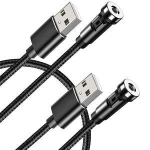 Terasako Magnetic Charging Cable(Not Including Magnetic Connector) [ 2-Pack], 540° Rotating Magnetic Phone Charger Cable with LED Light, Nylon-Braided Cords (Black)