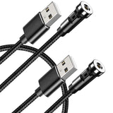 Terasako Magnetic Charging Cable(Not Including Magnetic Connector) [ 2-Pack], 540° Rotating Magnetic Phone Charger Cable with LED Light, Nylon-Braided Cords (Black)