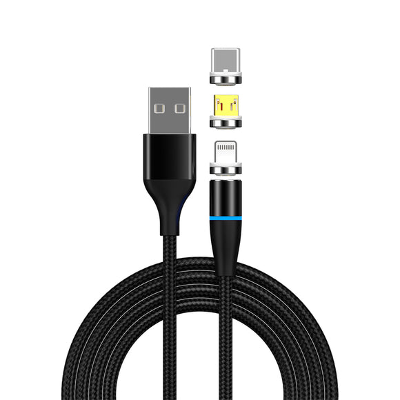 Terasako Magnetic Charging Cable 4-Pack [3ft/3ft/6ft/6ft], 3A Fast Magnetic Phone Charger Cord with Data Transfer and LED Light, Compatible with Micro USB, USB C, iPrAoduct and Most Devices