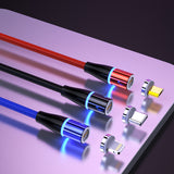 Terasako Magnetic Charging Cable 4-Pack [3ft/3ft/6ft/6ft], 3A Fast Magnetic Phone Charger Cord with Data Transfer and LED Light, Compatible with Micro USB, USB C, iPrAoduct and Most Devices