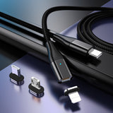 Terasako 60W Magnetic USB C to C Cable(6ft, 2Pack), 3A Fast Magnetic Charging Cable, Type C Nylon Braided Cord to Type C Device, Support Data Transfer for Laptop, Tablet, Phone and More Devices