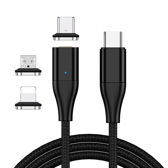Terasako 60W Magnetic USB C to C Cable(6ft, 2Pack), 3A Fast Magnetic Charging Cable, Type C Nylon Braided Cord to Type C Device, Support Data Transfer for Laptop, Tablet, Phone and More Devices